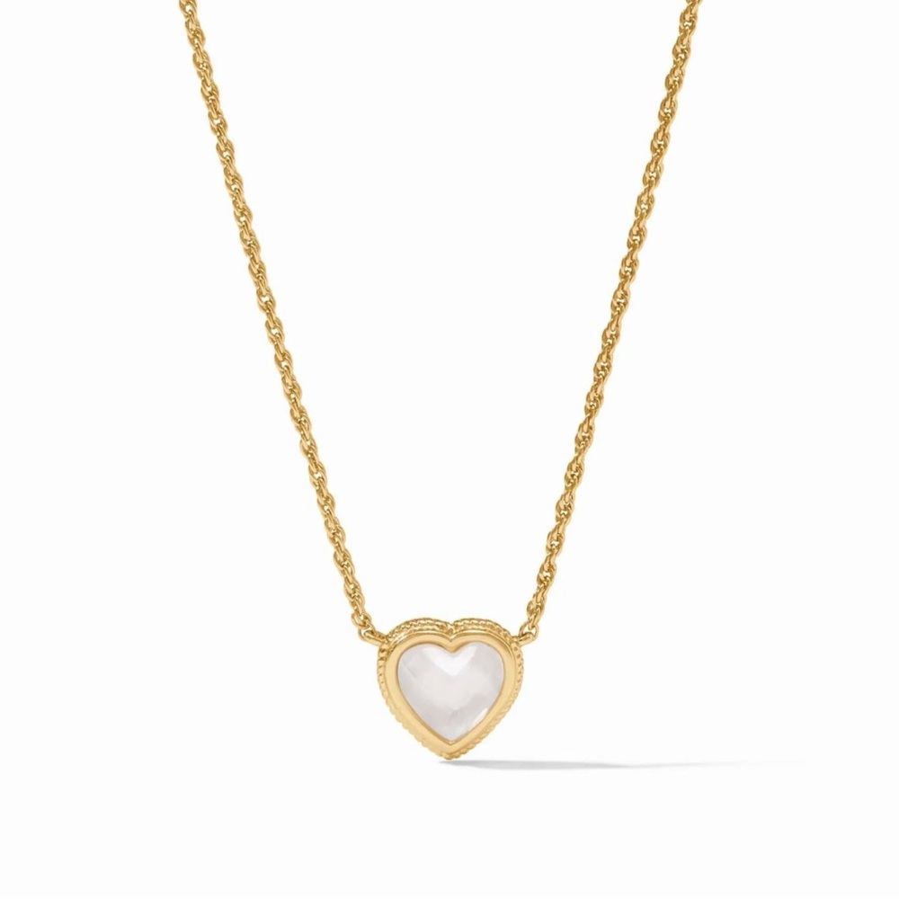 Julie Vos Gold and White Heart Pendant Necklace Delicate Heart Necklace